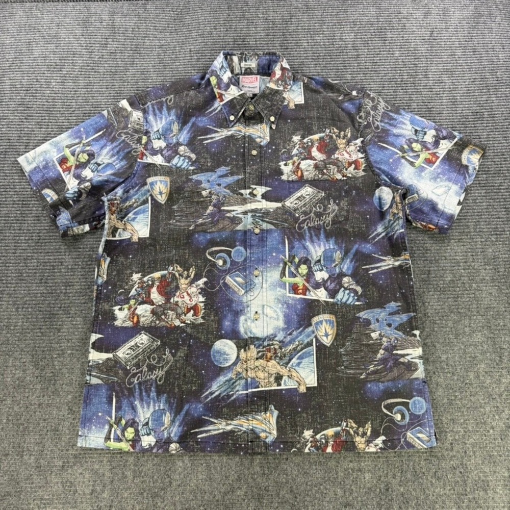 Reyn Spooner Marvel Guardians of the Galaxy Shirt Mens Large Blue Classic Fit - Picture 2 of 13